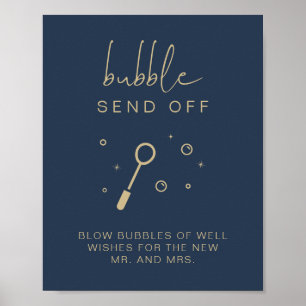 CAITLIN Navy Blue Bubble Send Off Wedding Sign Poster