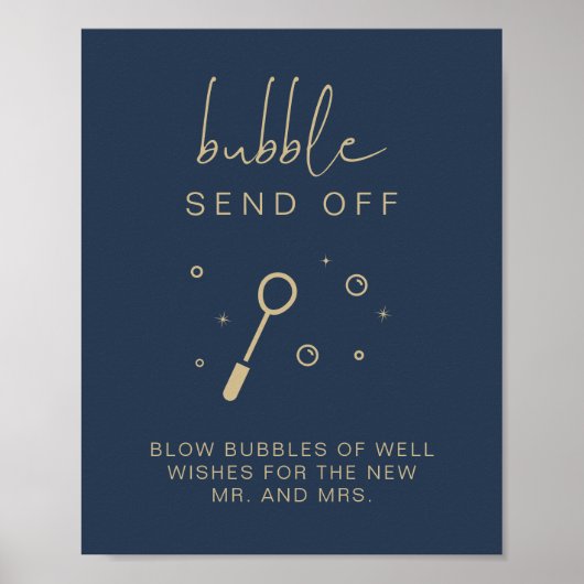 CAITLIN Navy Blue Bubble Send Off Wedding Sign Poster (Vorne)