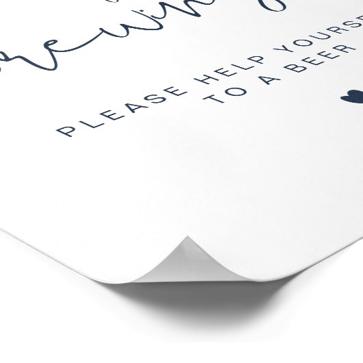 CAITLIN Navy Blue Ein Baby brütet Bierschild Poster (Ecke)