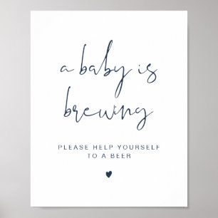 CAITLIN Navy Blue Ein Baby brütet Bierschild Poster