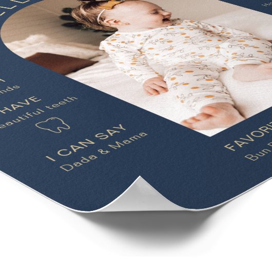 CAITLIN Navy Blue Foto Erstes Jahr Meilenstein Poster (Ecke)