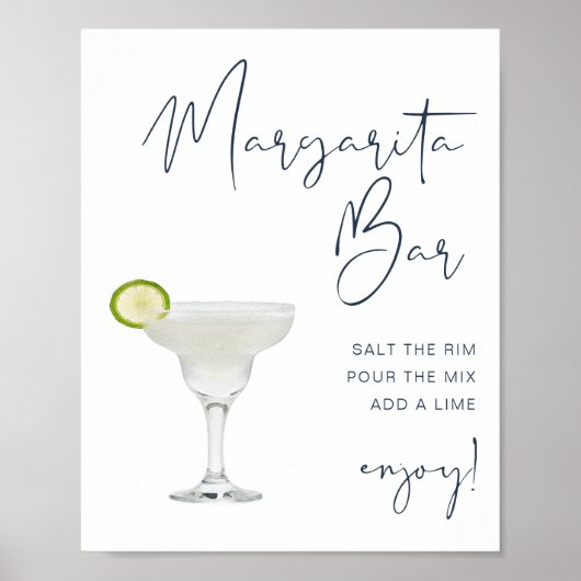 CAITLIN Navy Blue Modern Margarita Bar Sign Poster (Vorne)