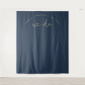 CAITLIN Navy Blue Wedding Backdrop Tapestry Wandteppich (Vorderseite)