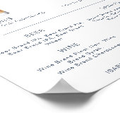 CAITLIN Navy Cocktail Signature Drink Bar Menu Poster (Ecke)