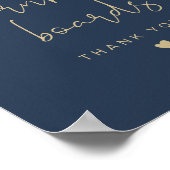 CAITLIN Navy & Gold Cornhole Guestbook-Zeichen Poster (Ecke)