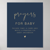 CAITLIN Navy & Gold Dusche Gebete für Baby-Signatu Poster (Vorne)
