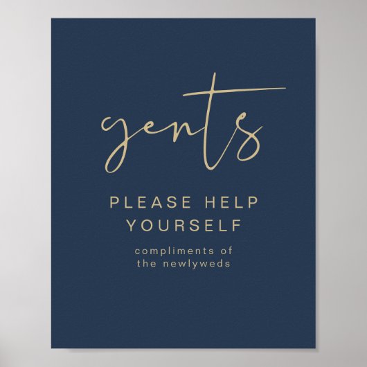 CAITLIN Navy & Gold Gents Toilettenartikel Poster (Vorne)