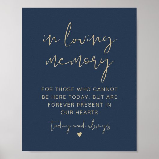CAITLIN Navy & Gold in Love Memory Sign Poster (Vorne)