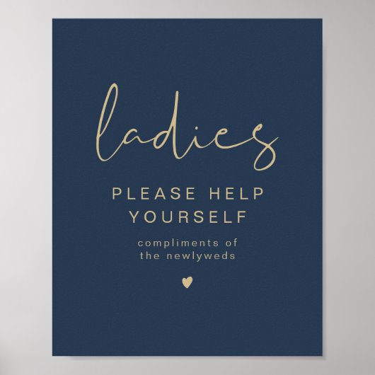 CAITLIN Navy & Gold Ladys Badezimmer Toilette Poster (Vorne)