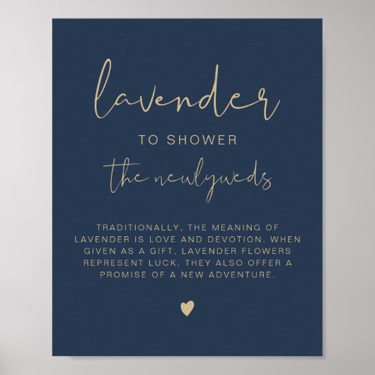 CAITLIN Navy & Gold Lavender Toss Wedding Sign Poster (Vorne)