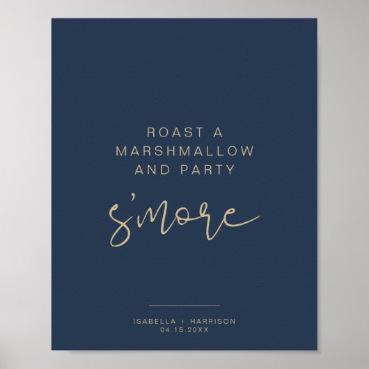 CAITLIN Navy & Gold Minimalistisch S'mores Bar Sig Poster (Vorne)