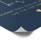 CAITLIN Navy & Gold Minimalistische Prätzel-Bar Poster (Ecke)