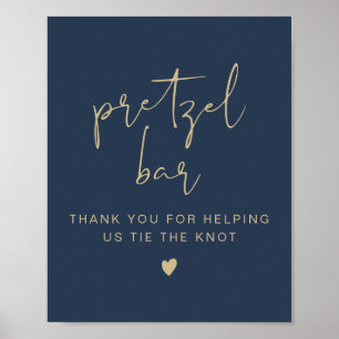 CAITLIN Navy & Gold Minimalistische Prätzel-Bar Poster