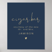 CAITLIN Navy & Gold Moderne Hochzeitszigar Bar Poster (Vorne)