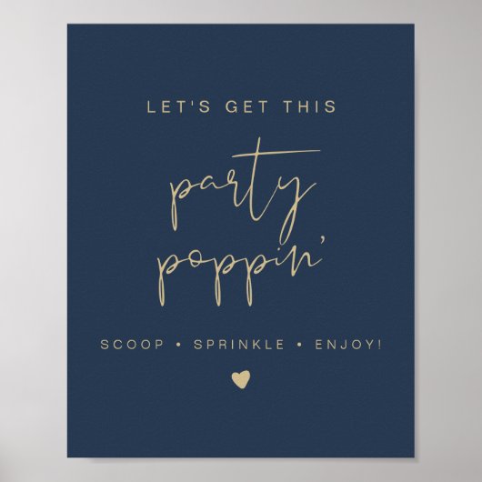 CAITLIN Navy & Gold Popcorn Bar Wedding Sign Poster (Vorne)