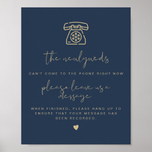 CAITLIN Navy & Gold Telefone Gästebuchsignatur Poster
