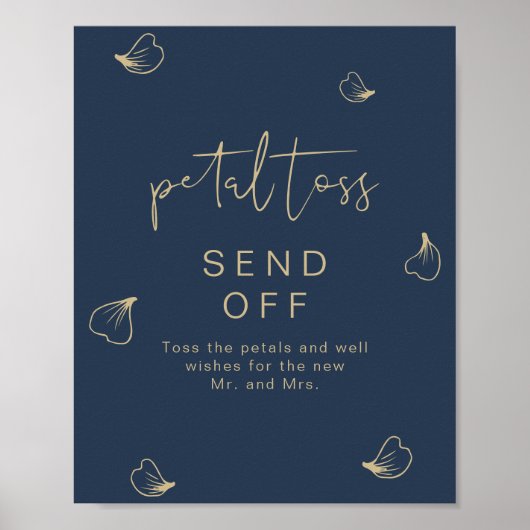 CAITLIN Navy & Gold Wedding Petal Tosend Off Poster (Vorne)