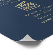 CAITLIN Navy & Gold Wedding Video Booth Sign Poster (Ecke)