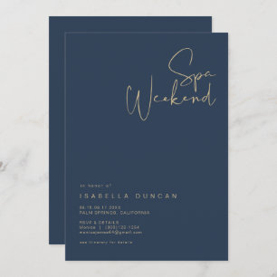 CAITLIN Navy & Gold Wellness-Center Day Bacheloret Einladung