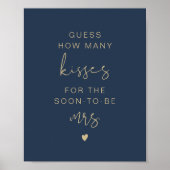 CAITLIN Navy Guess Wie viele Kisses Bridal Sign Poster (Vorne)
