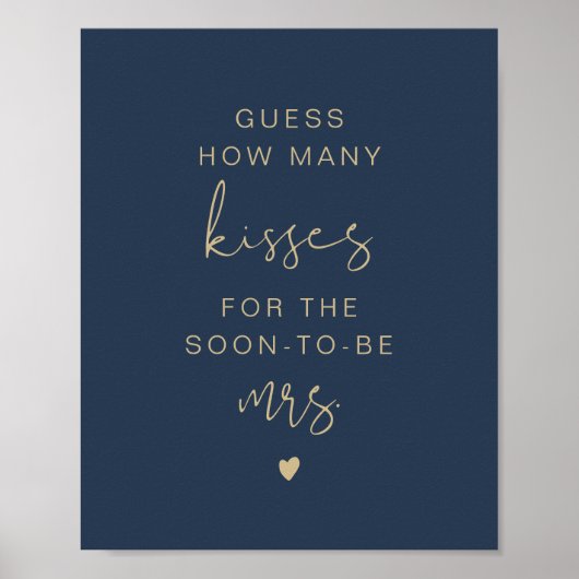 CAITLIN Navy Guess Wie viele Kisses Bridal Sign Poster (Vorne)