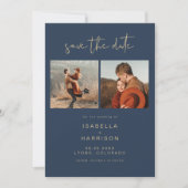 CAITLIN Navy und Gold Foto Save the Date Einladung (Vorderseite)