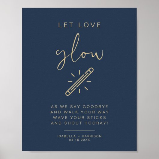 CAITLIN Navy und Gold Gelassen Liebe Glow Wedding  Poster (Vorne)