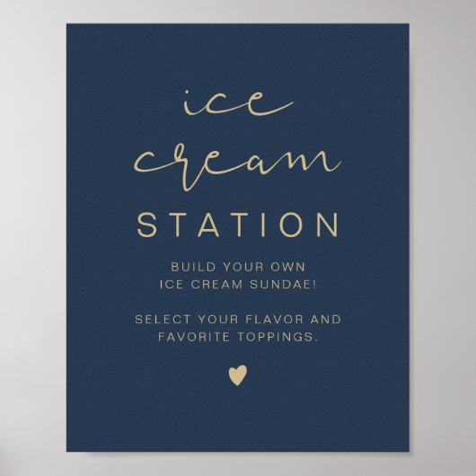CAITLIN Navy und Gold Modern Ice Cream Station Poster (Vorne)