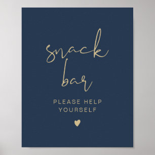 CAITLIN Navy und Gold Modern Snack Bar Poster