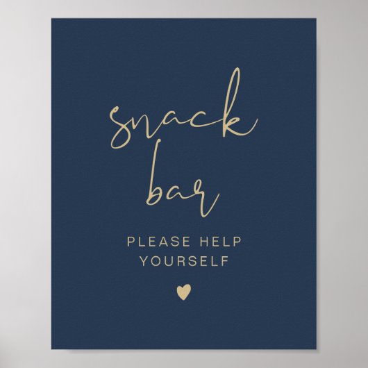 CAITLIN Navy und Gold Modern Snack Bar Poster (Vorne)