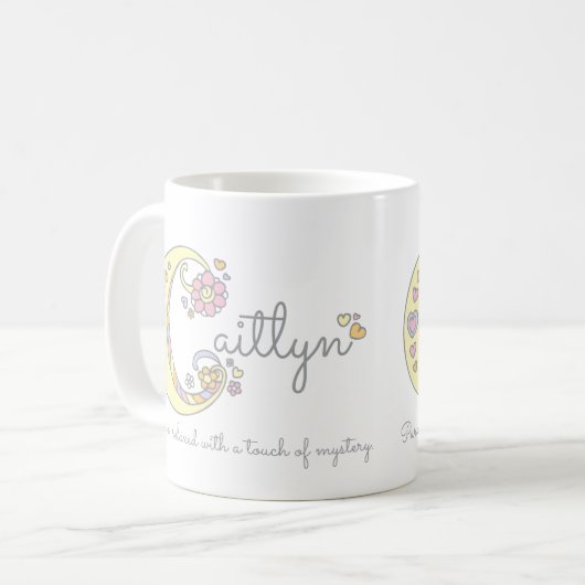 Caitlyn-Buchstabe C, d. h. Monogramm-Tasse Kaffeetasse (Vorderseite Links)
