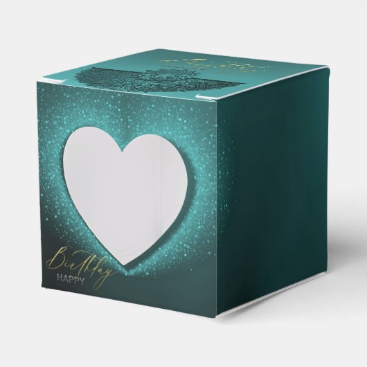 caja de regalo turquesa con decoración de cumple geschenkschachtel (Vorderseite)