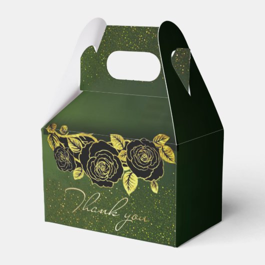 Caja de regalo verde con flores doradas geschenkschachtel (Vorderseite)