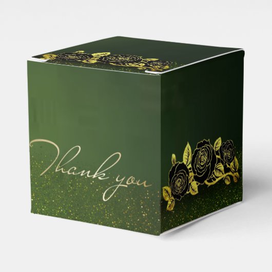 Caja de regalo verde con flores doradas geschenkschachtel (Vorderseite)