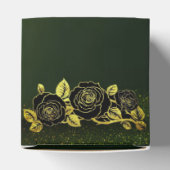 Caja de regalo verde con flores doradas geschenkschachtel (Oben)