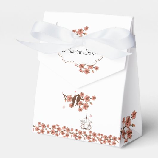 Caja para recuerdo de Bodas, Pajaritos y flores Geschenkschachtel (Vorderseite)