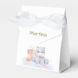 Cajita personalizada Hipopótamo Gris Geschenkschachtel