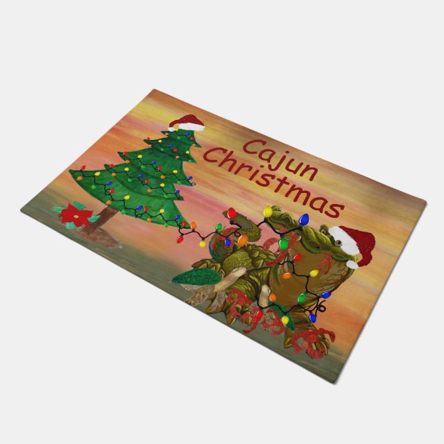 Cajun Christmas auf bayou Fußmatte (Schrägansicht)