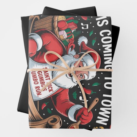 Cajun Clause kommt in die Stadt Weihnachts Krampus Geschenkpapier Set (Beispiel)