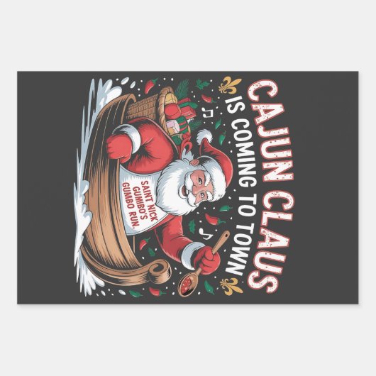 Cajun Clause kommt in die Stadt Weihnachts Krampus Geschenkpapier Set (Vorderseite)