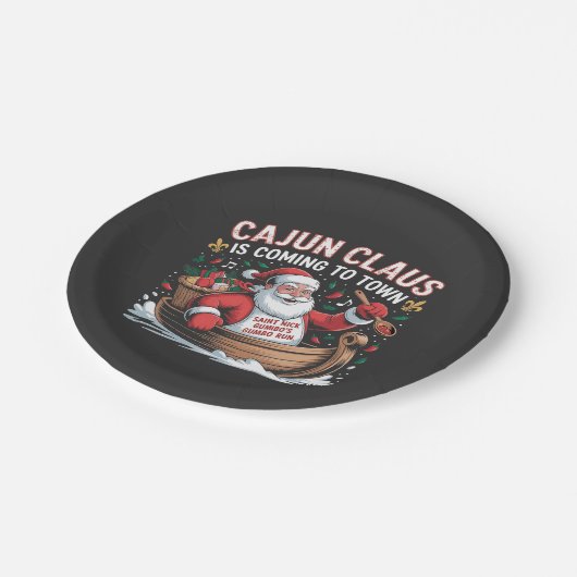 Cajun Clause kommt in die Stadt Weihnachts Krampus Pappteller (Schrägansicht)