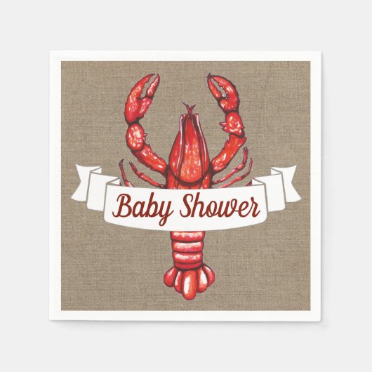 Cajun Crawfish & Imitate Burlap Baby Dusche Serviette (Vorderseite)