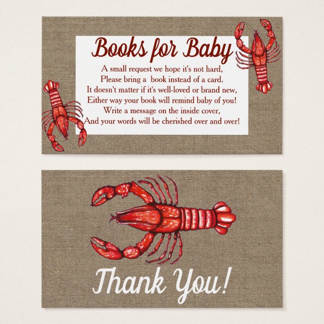 Cajun Crawfish & Imitate Burlap Baby Showbücher (Vorne & Hinten)