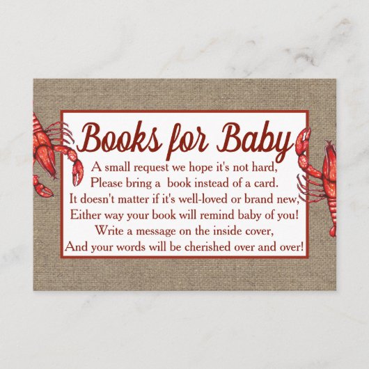 Cajun Crawfish & Imitats Burlap Book Request Begleitkarte (Vorderseite)