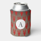 Cajun Crawfish & Imitats Burlap | Monogramm Dosenkühler (Kanne Rückseite)