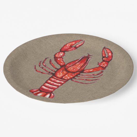 Cajun Crawfish & Imitats Burlap Pappteller (Schrägansicht)