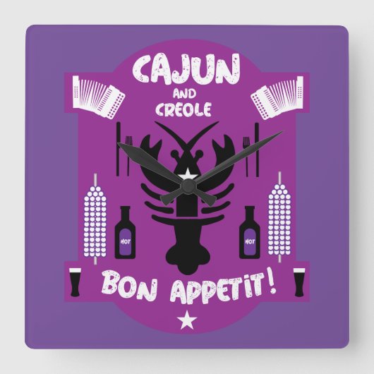 Cajun & Creole Cooks Quadratische Wanduhr (Vorderseite)