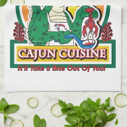 Cajun Creole Mardi Gras Crocodile Geschirrtuch (Gefaltet)