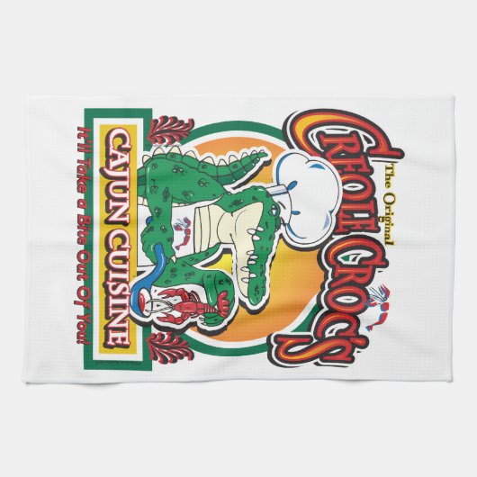 Cajun Creole Mardi Gras Crocodile Geschirrtuch (Horizontal)