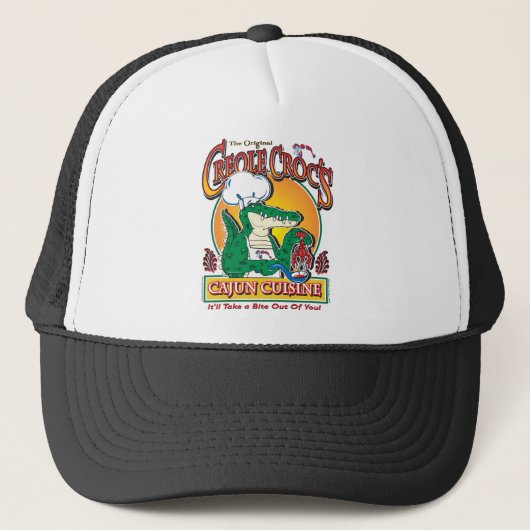 Cajun Crocs Ceole Cuisine Truckerkappe (Vorderseite)